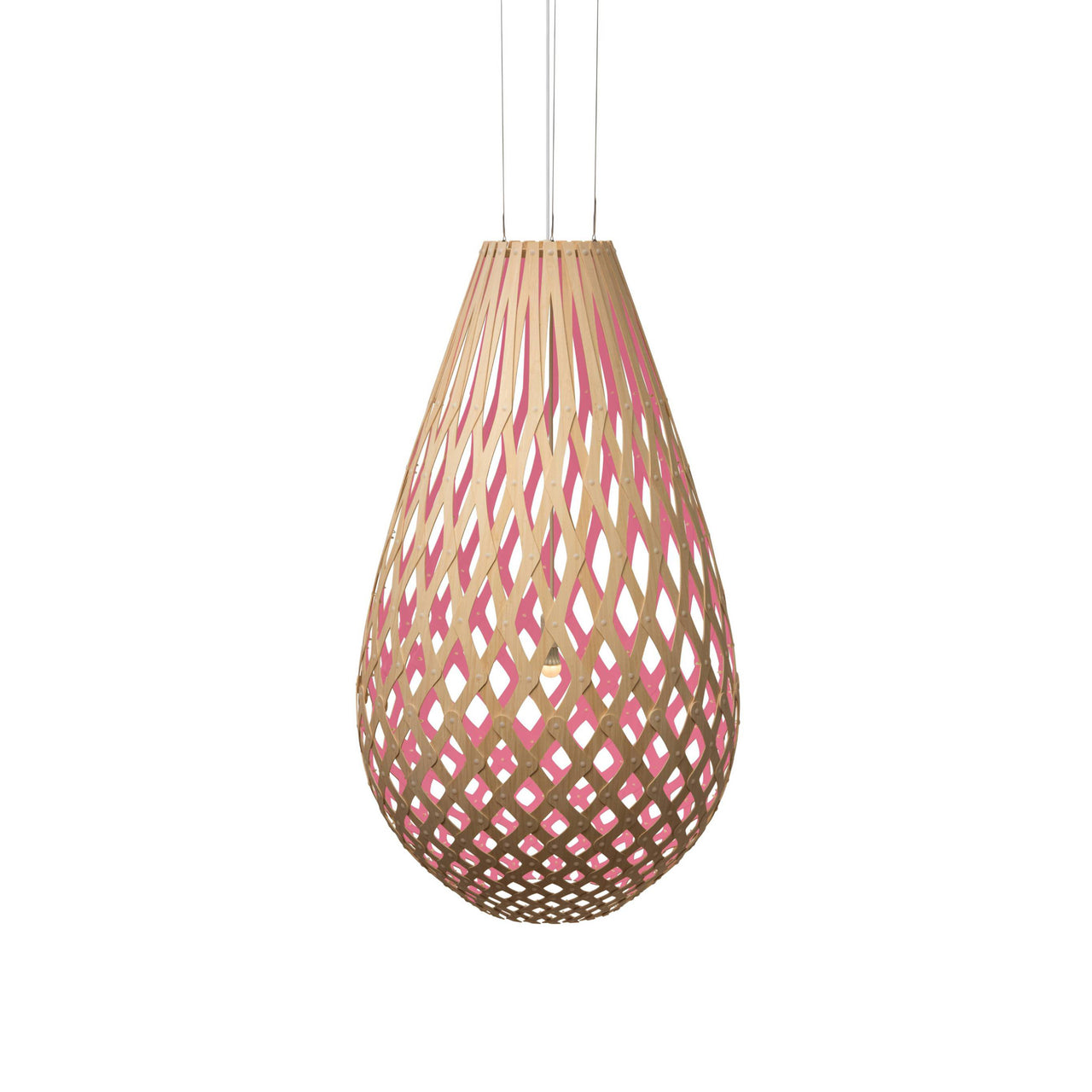 Kōura Pendant Light: Extra Large + Bamboo + Pink + White