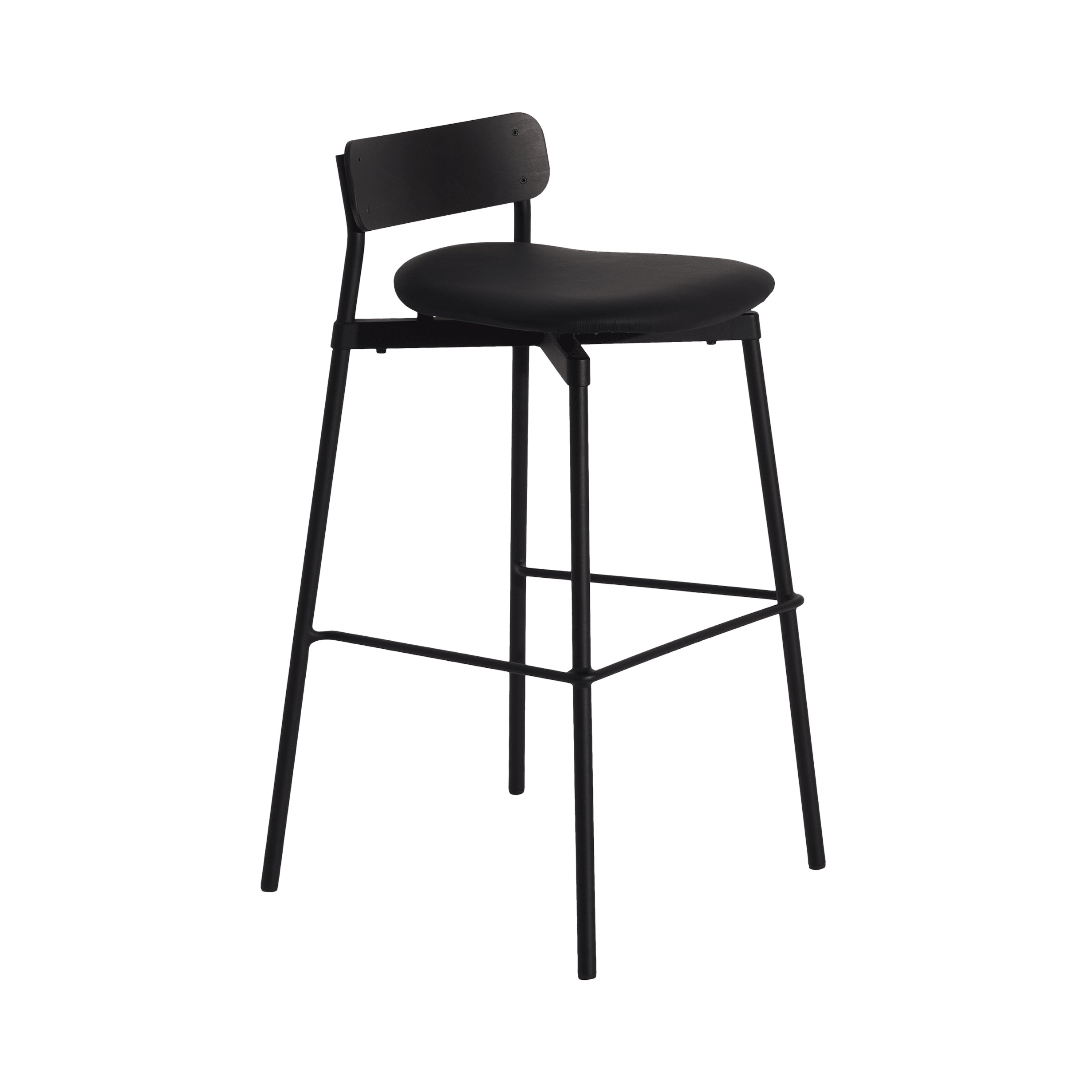 Fromme Bar Stool: Upholstery + Leather