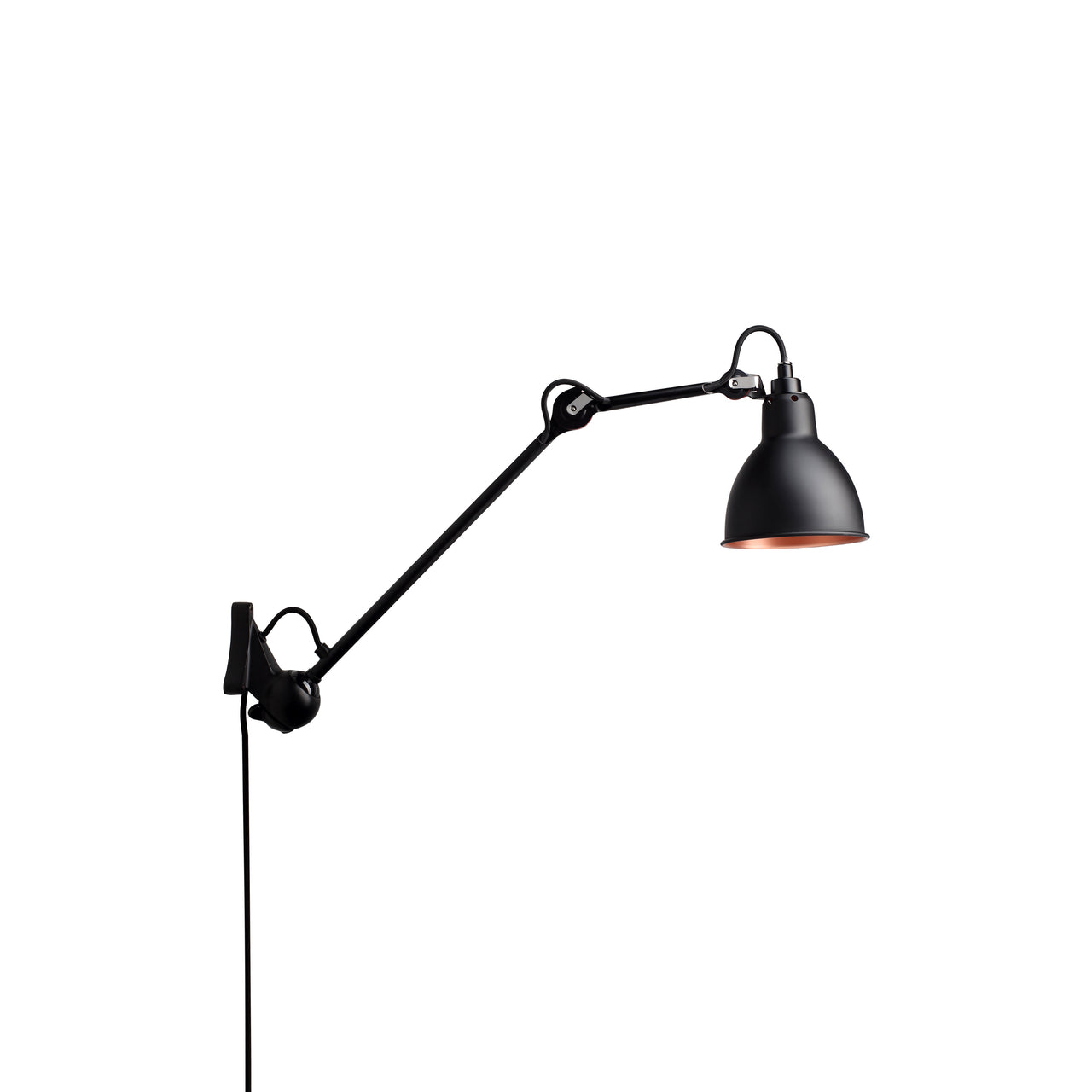 Lampe Gras N°222 Wall Lamp: Black + Copper + Round