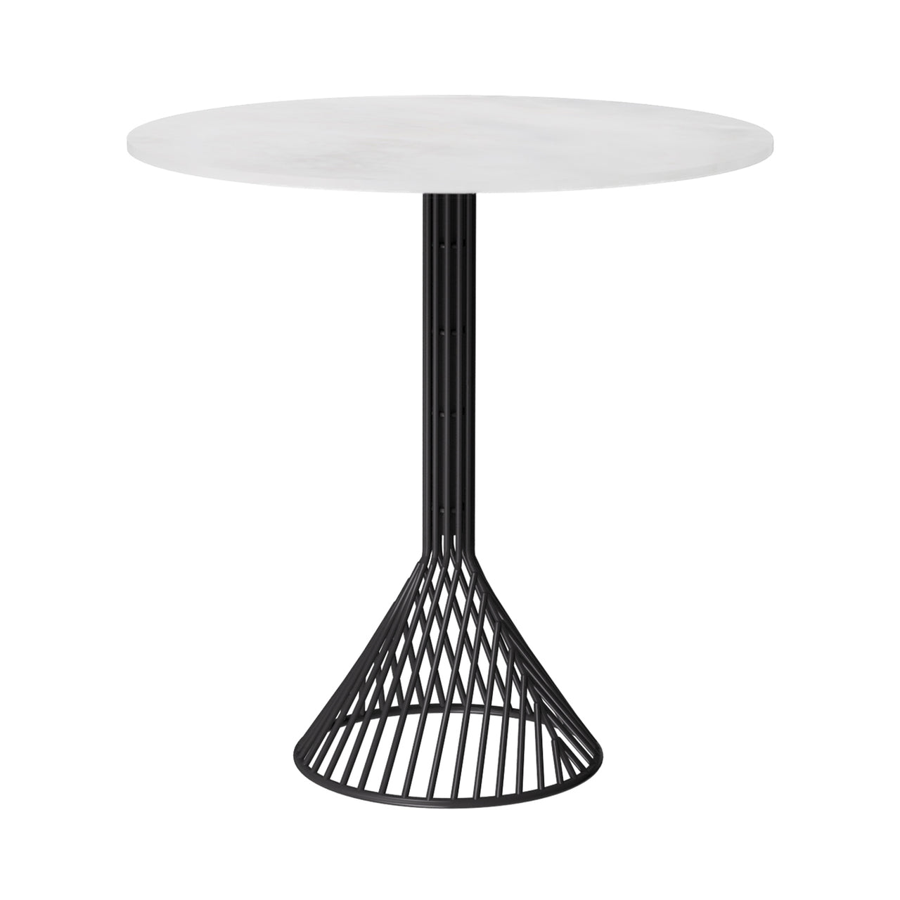 Bistro Cafe Table with Stone Top: White + Black