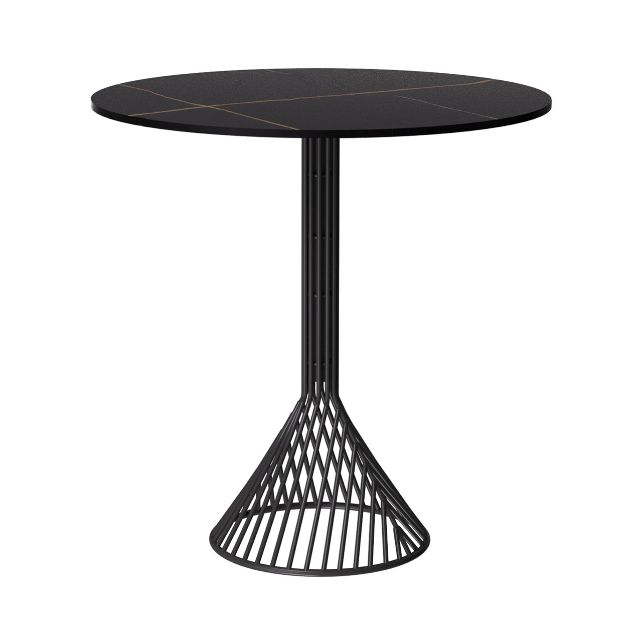 Bistro Cafe Table with Stone Top: Black