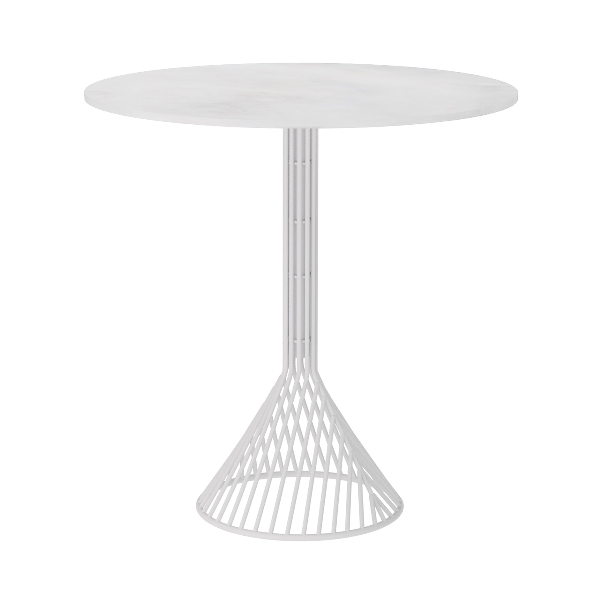Bistro Cafe Table with Stone Top: White