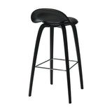 3D Bar Stool Wood Base: Front Upholstery + Wood Shell + Black Stained Beech