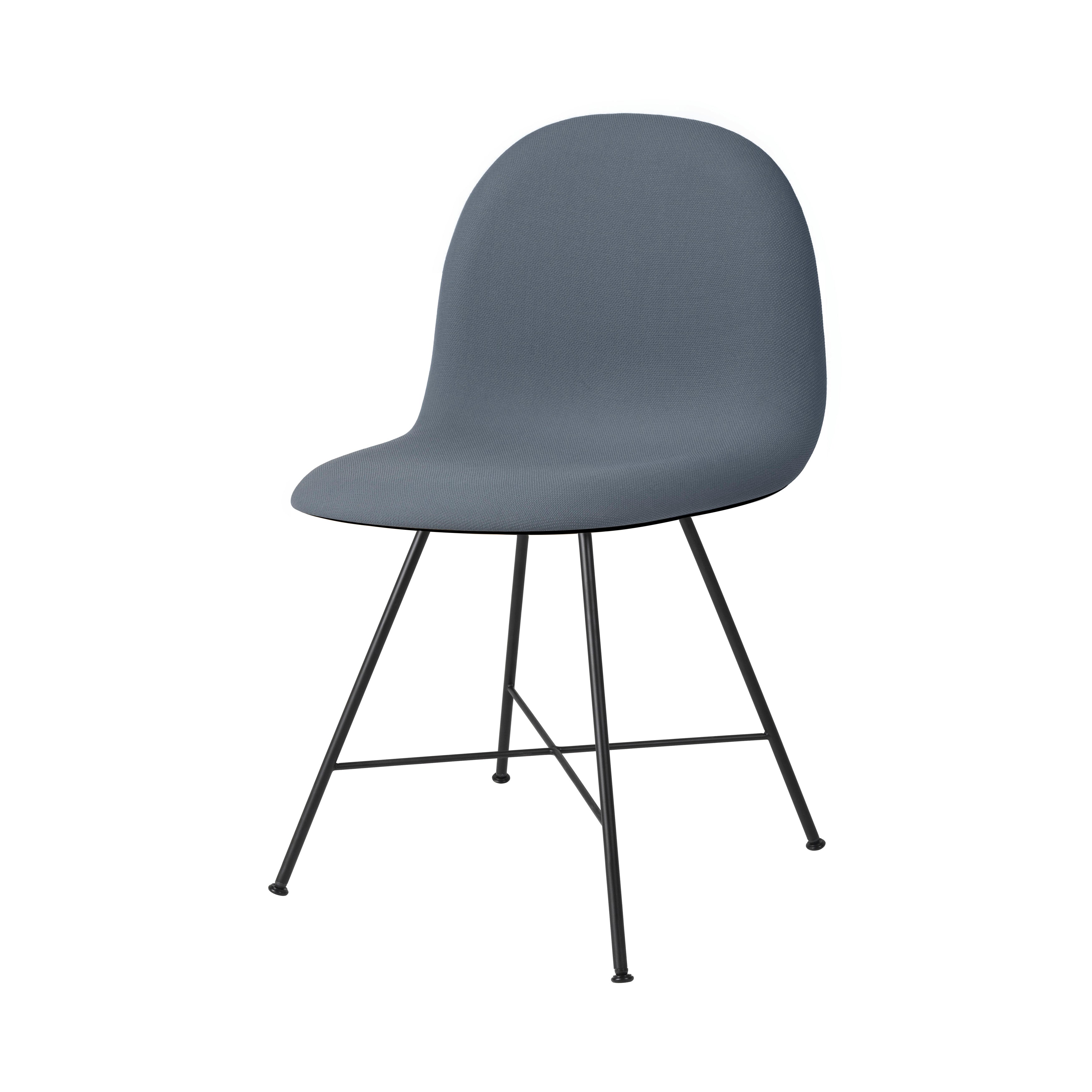 3D Dining Chair Center Base: Plastic Shell + Front Upholstered + Black