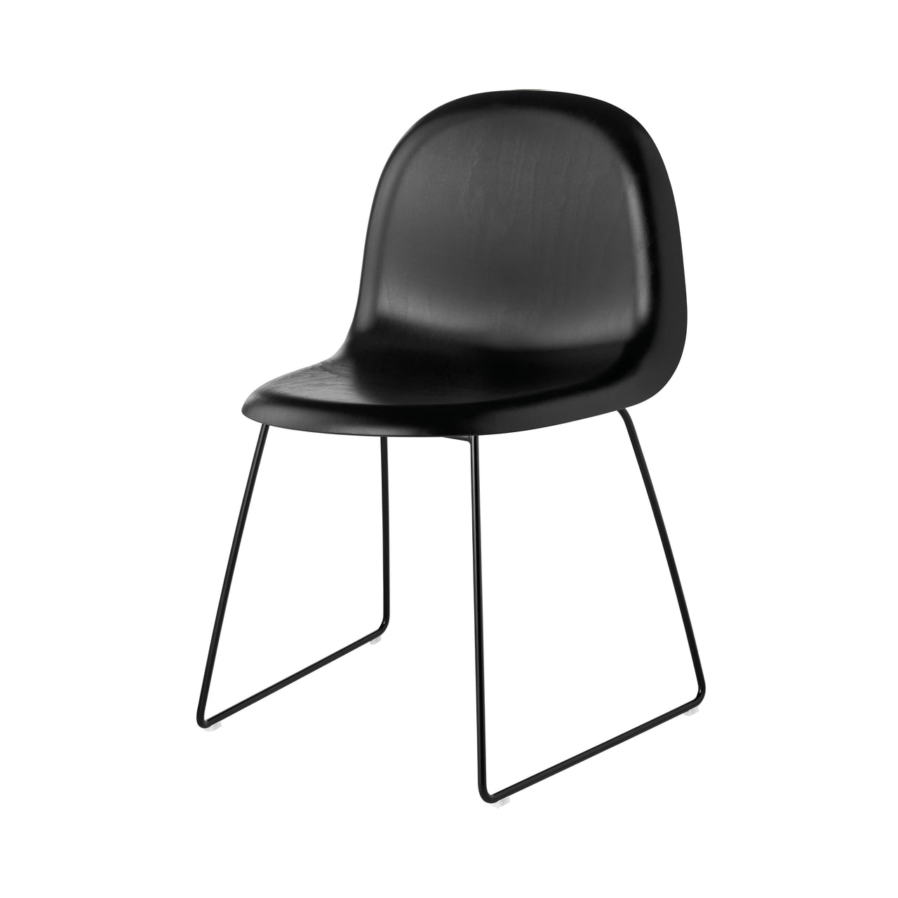 3D Dining Chair: Stacking Sledge Base + Black Stained Beech + Black Semi Matt