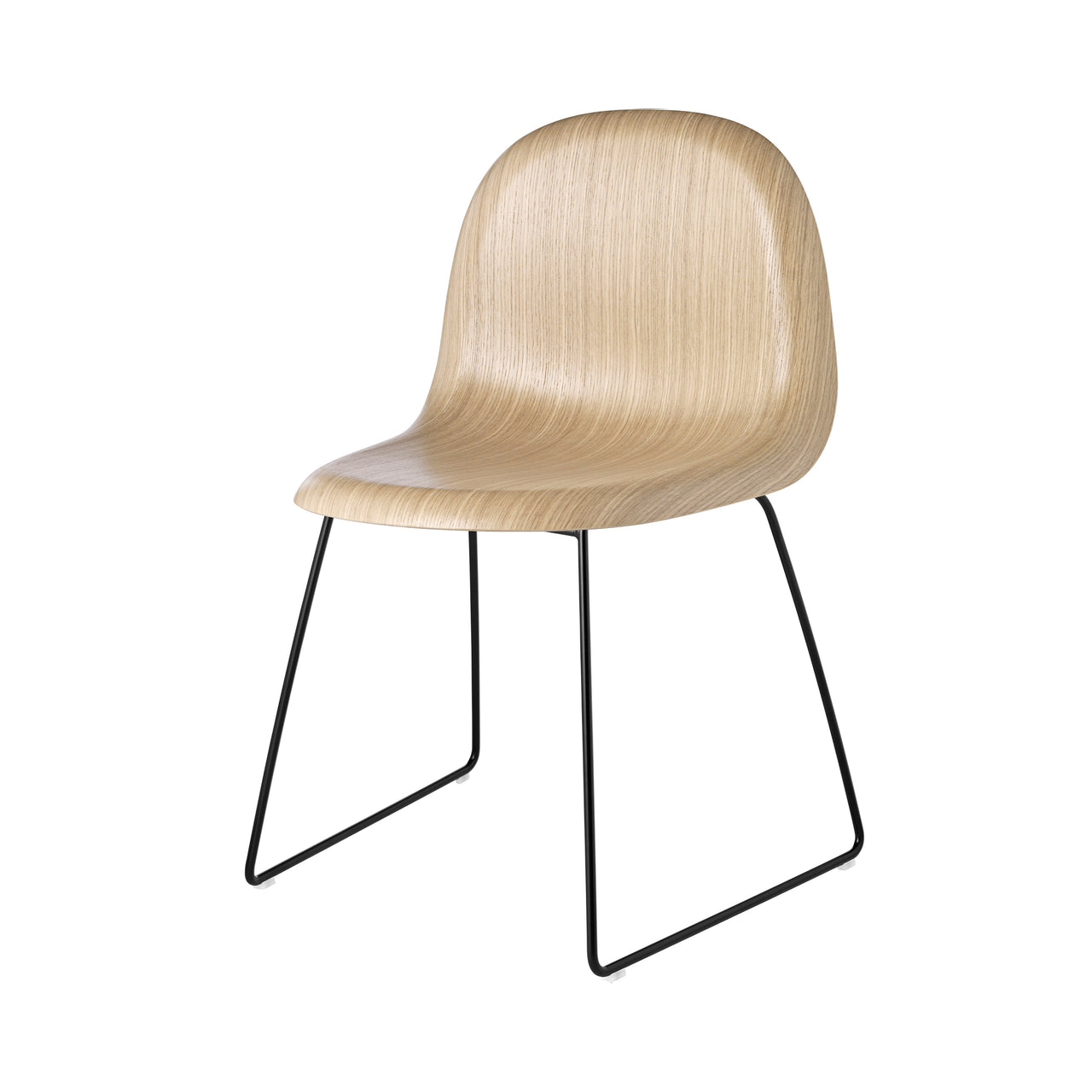 3D Dining Chair: Stacking Sledge Base + Oak + Black Semi Matt