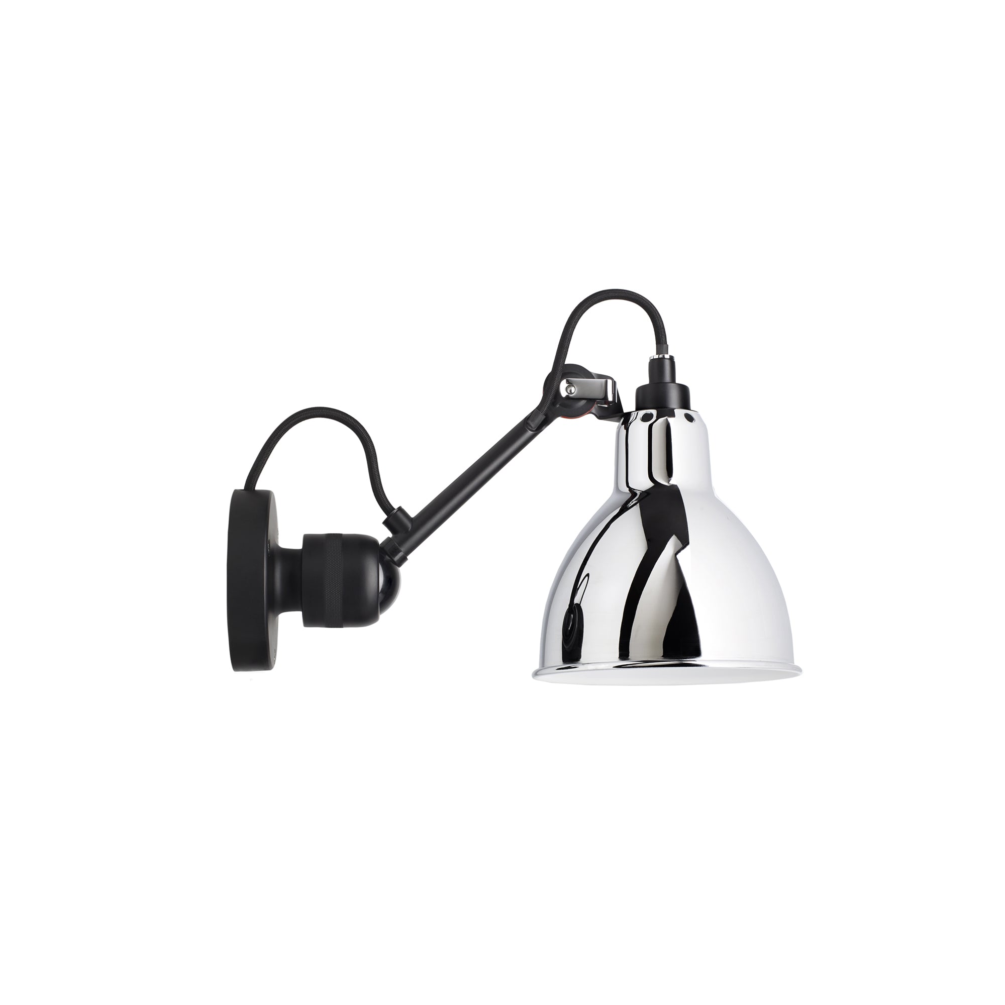 Lampe Gras N°304 Wall Lamp: Black + Chrome + Round