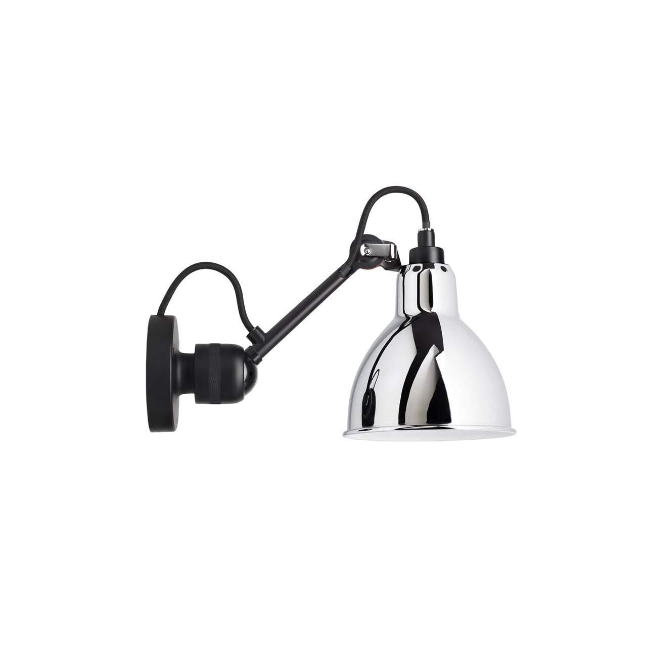 Lampe Gras N°304 Wall Lamp: Black + Chrome + Round