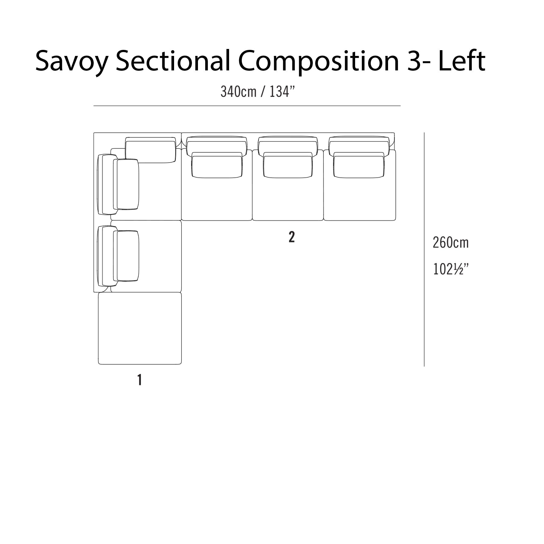 Savoy Sectional Sofa: Composition 3 + Left