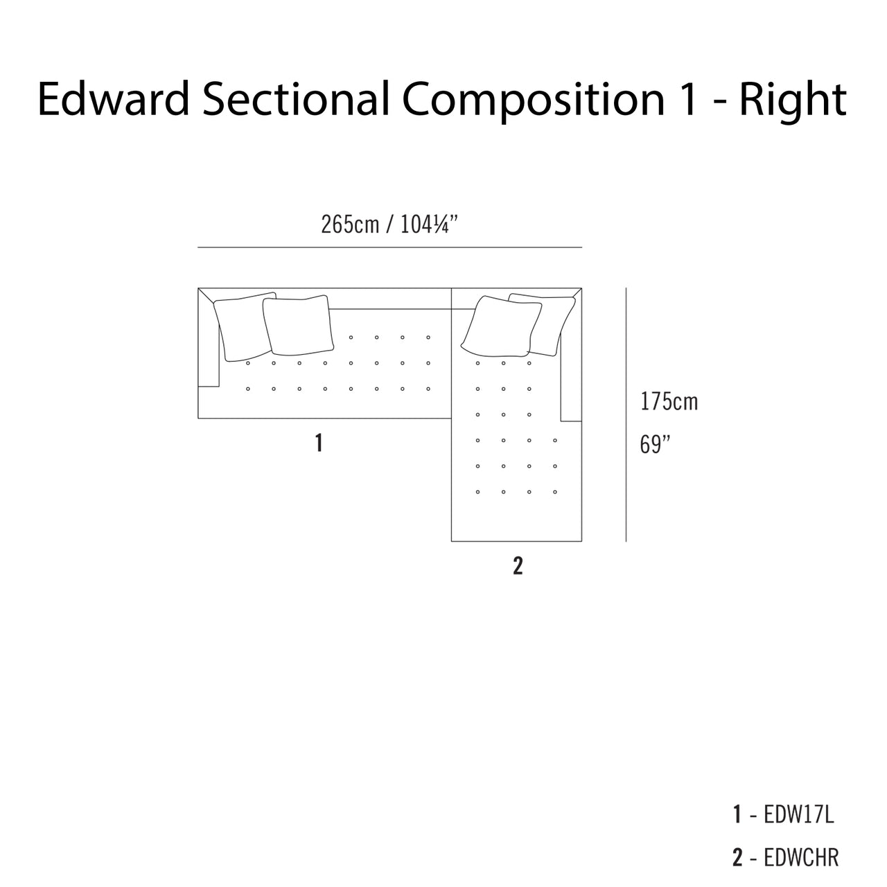 Edward Sectional Sofa: Compostion 1 + Right