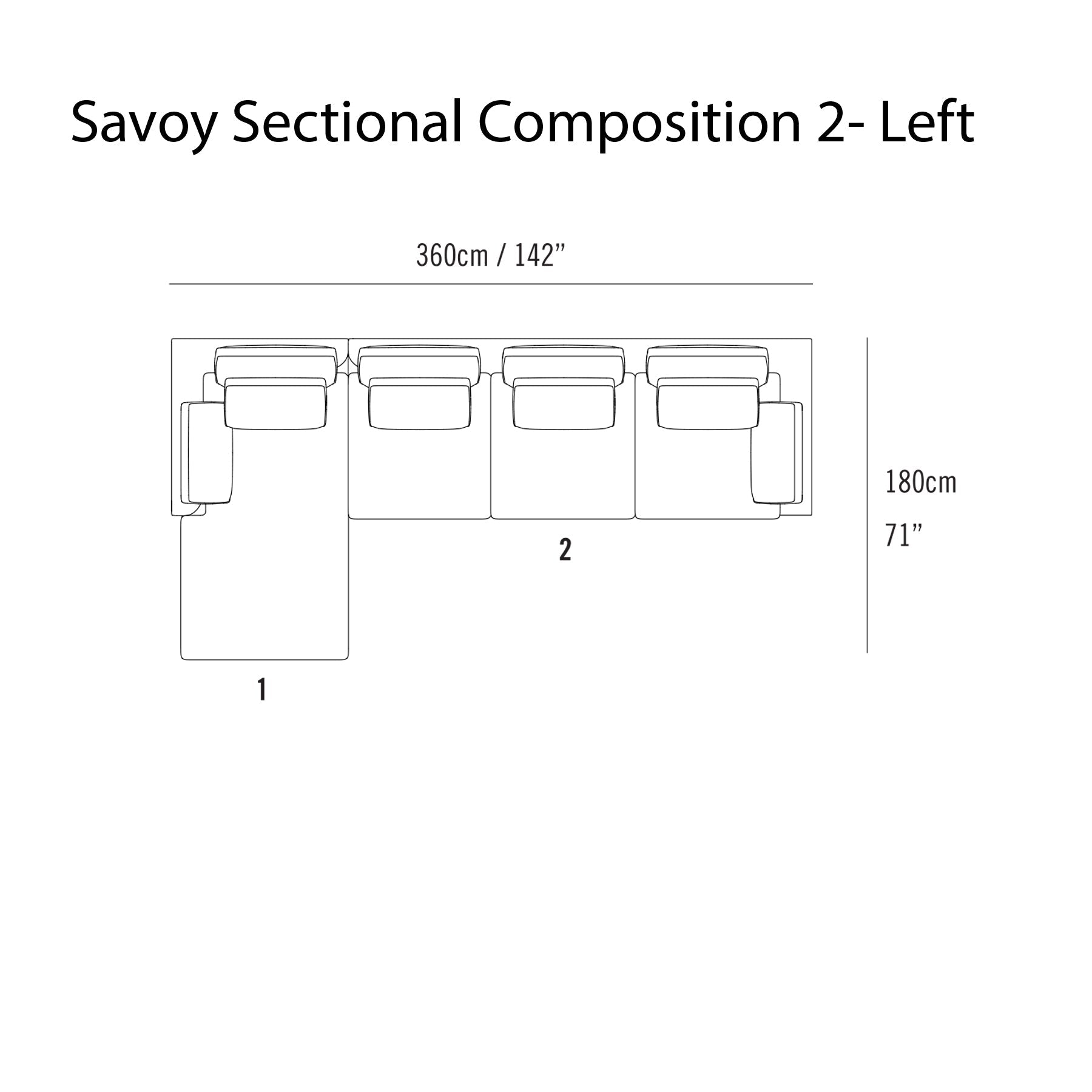 Savoy Sectional Sofa: Composition 2 + Left