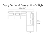 Savoy Sectional Sofa: Composition 3 + Right