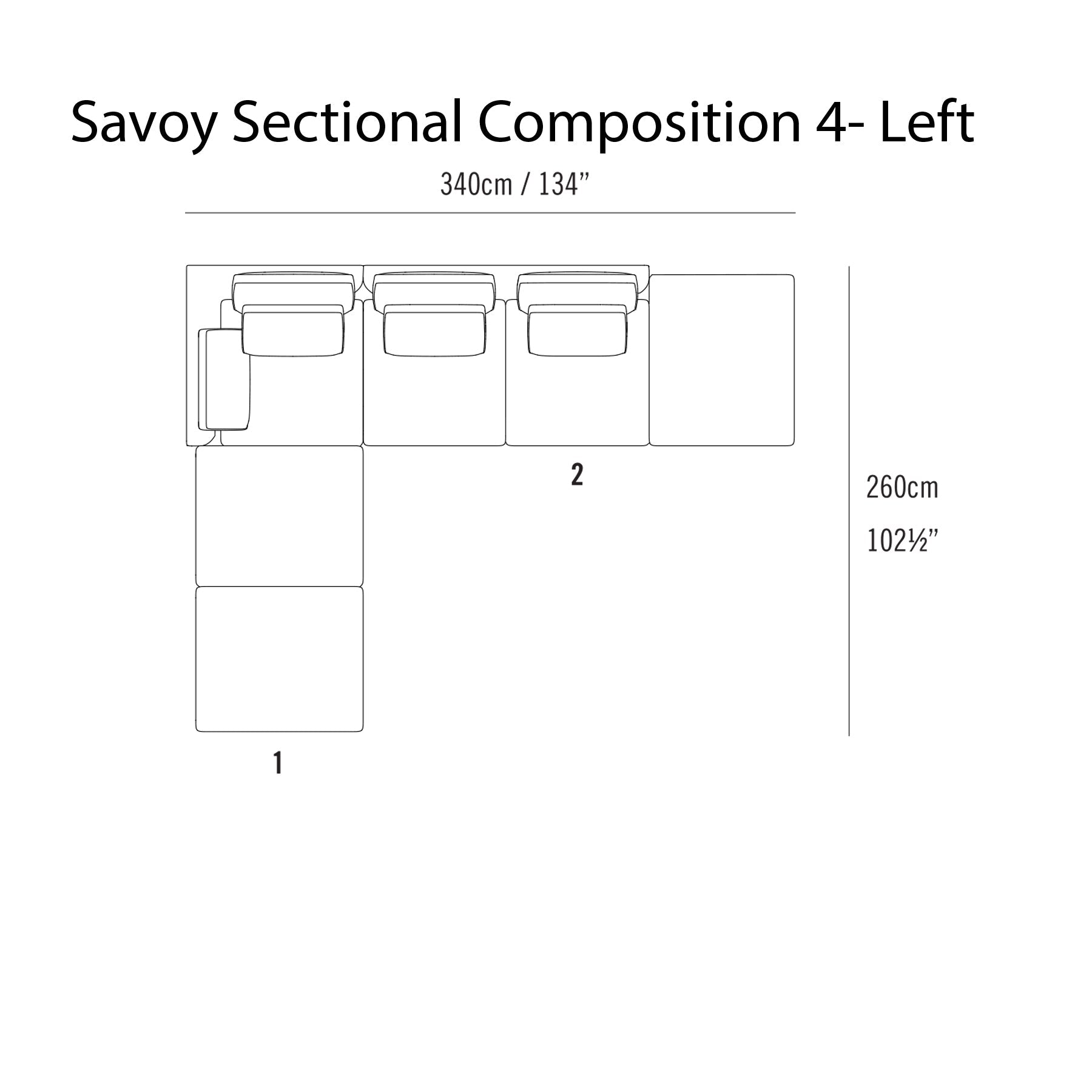 Savoy Sectional Sofa: Composition 4 + Left