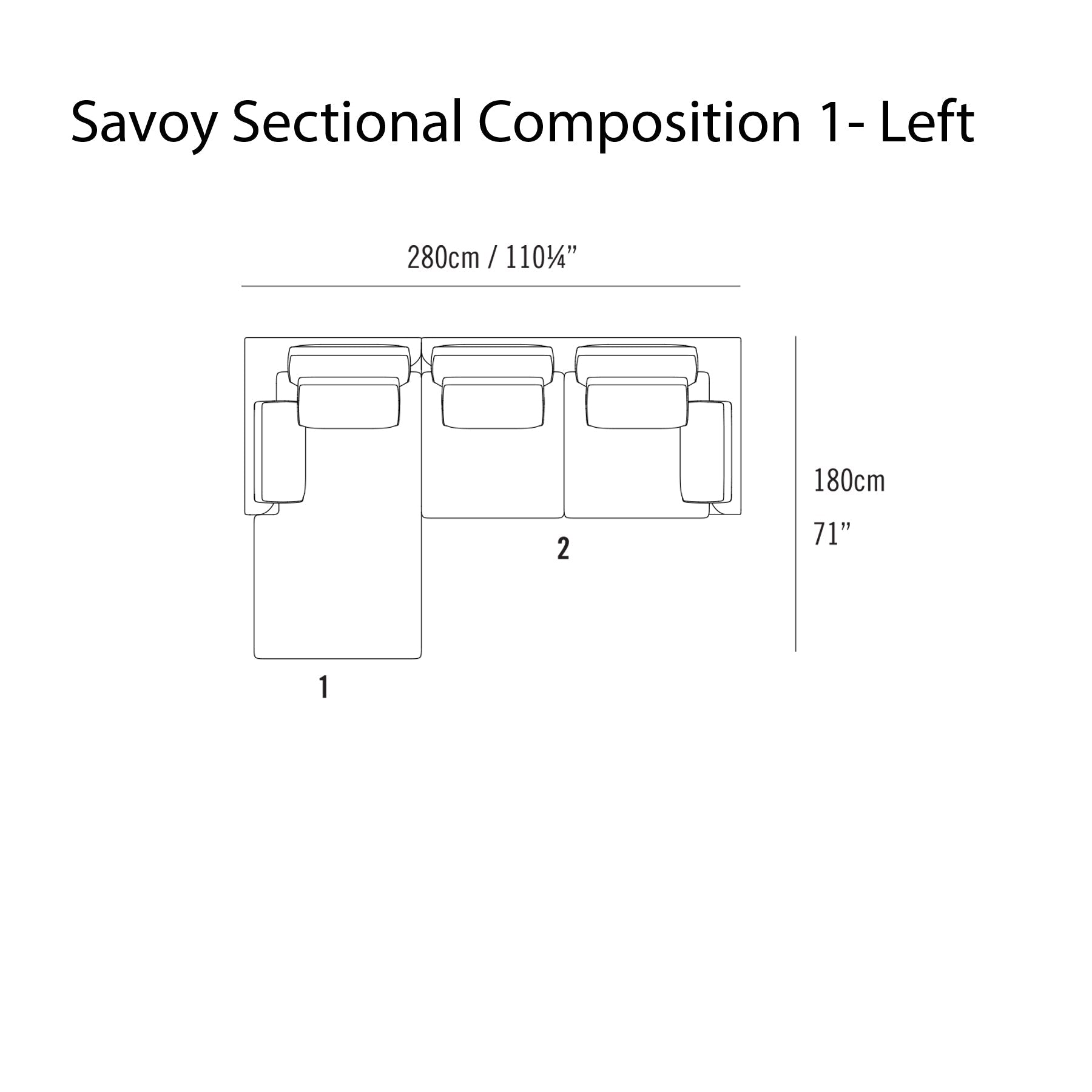 Savoy Sectional Sofa: Composition 1 + Left