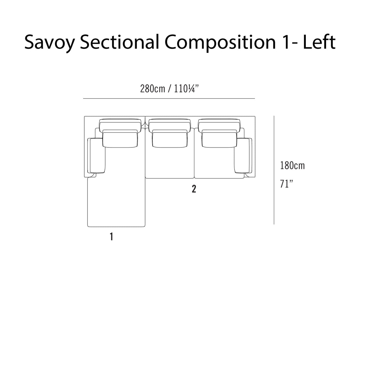 Savoy Sectional Sofa: Composition 1 + Left