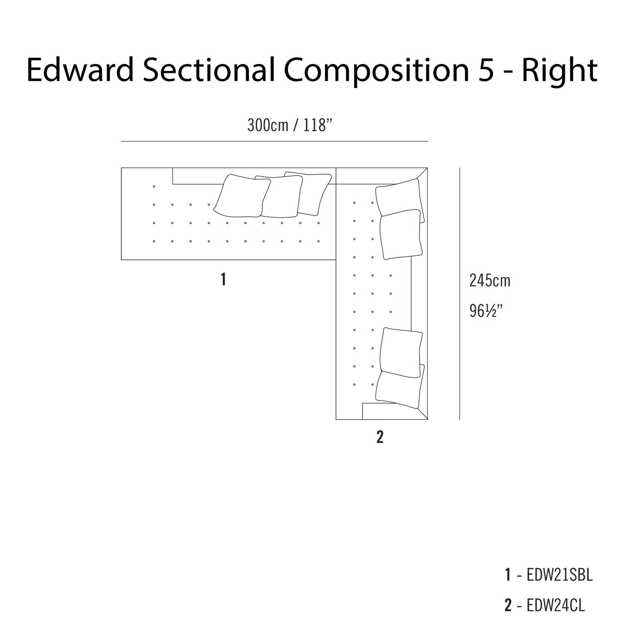 Edward Sectional Sofa: Compostion 7 + Right