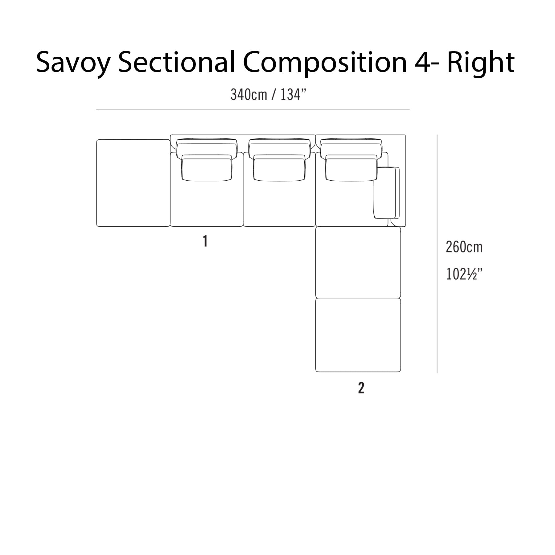 Savoy Sectional Sofa: Composition 4 + Right