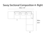 Savoy Sectional Sofa: Composition 4 + Right