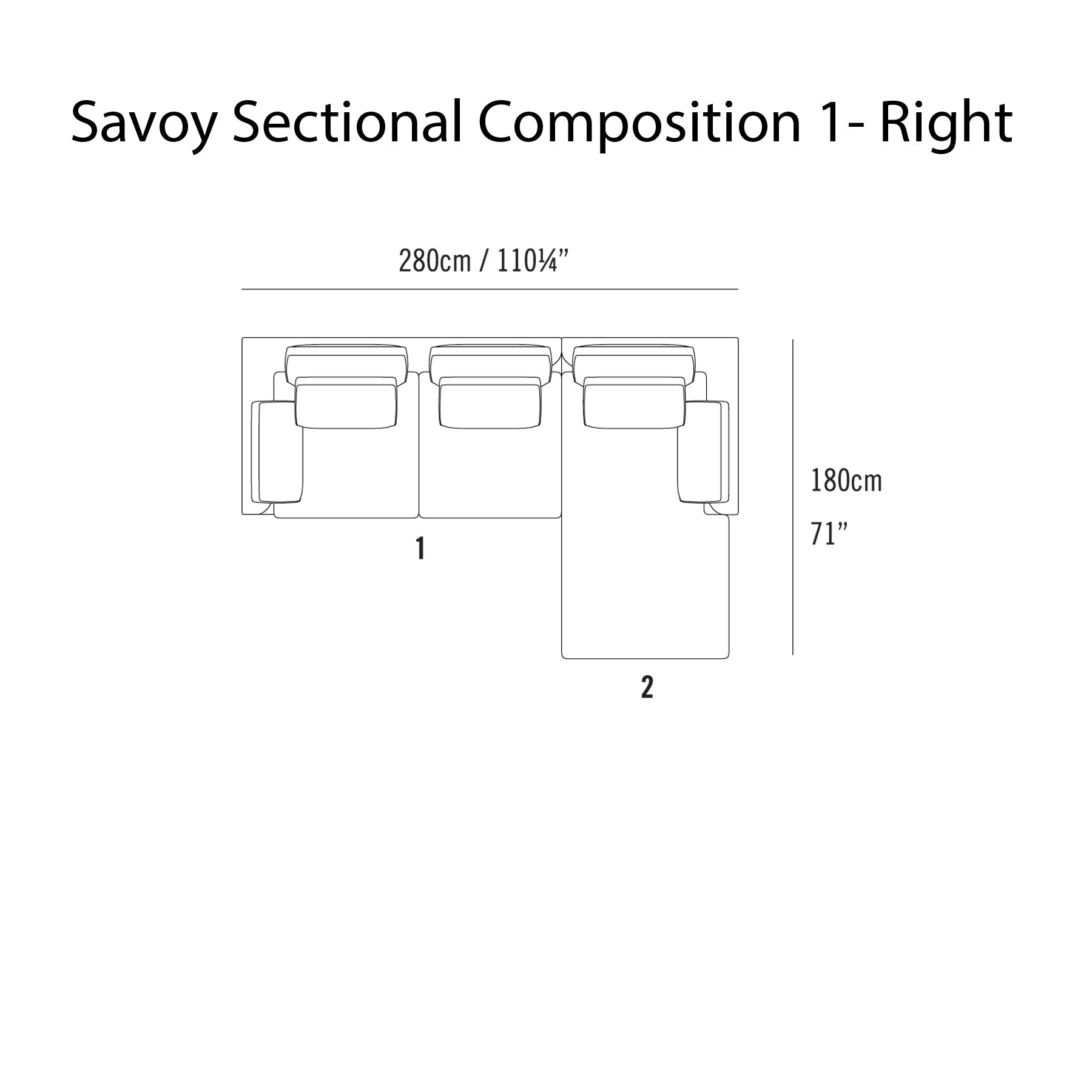 Savoy Sectional Sofa: Composition 1 + Right