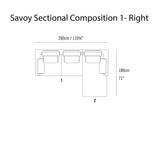 Savoy Sectional Sofa: Composition 1 + Right