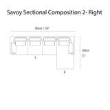 Savoy Sectional Sofa: Composition 2 + Right