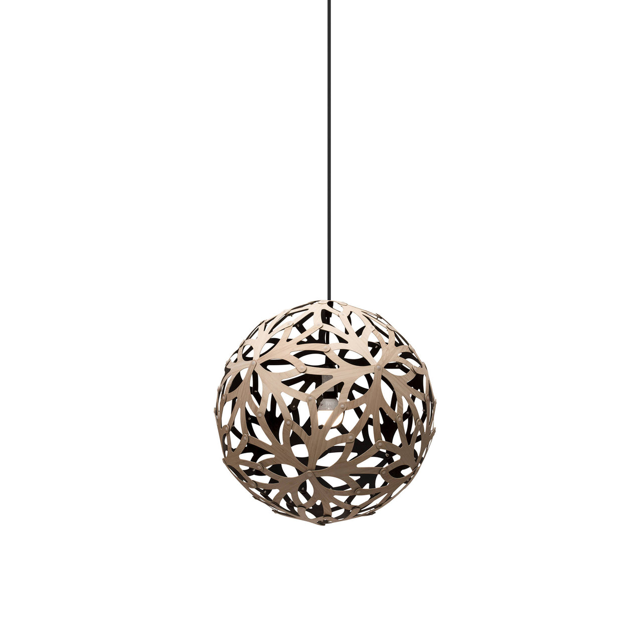 Floral Pendant Light: Extra Small + Bamboo + Black + Black