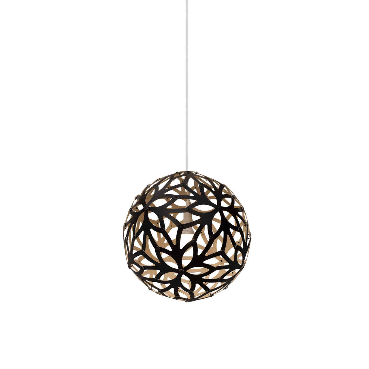 Floral Pendant Light: Extra Small + Black + Bamboo + White