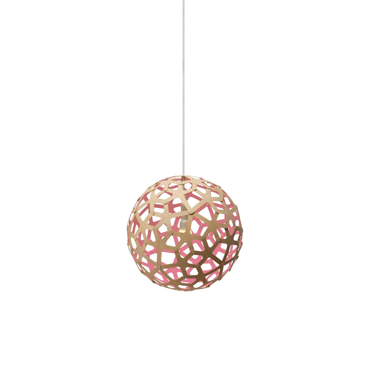 Coral Pendant Light: Extra Small + Bamboo + Pink + White
