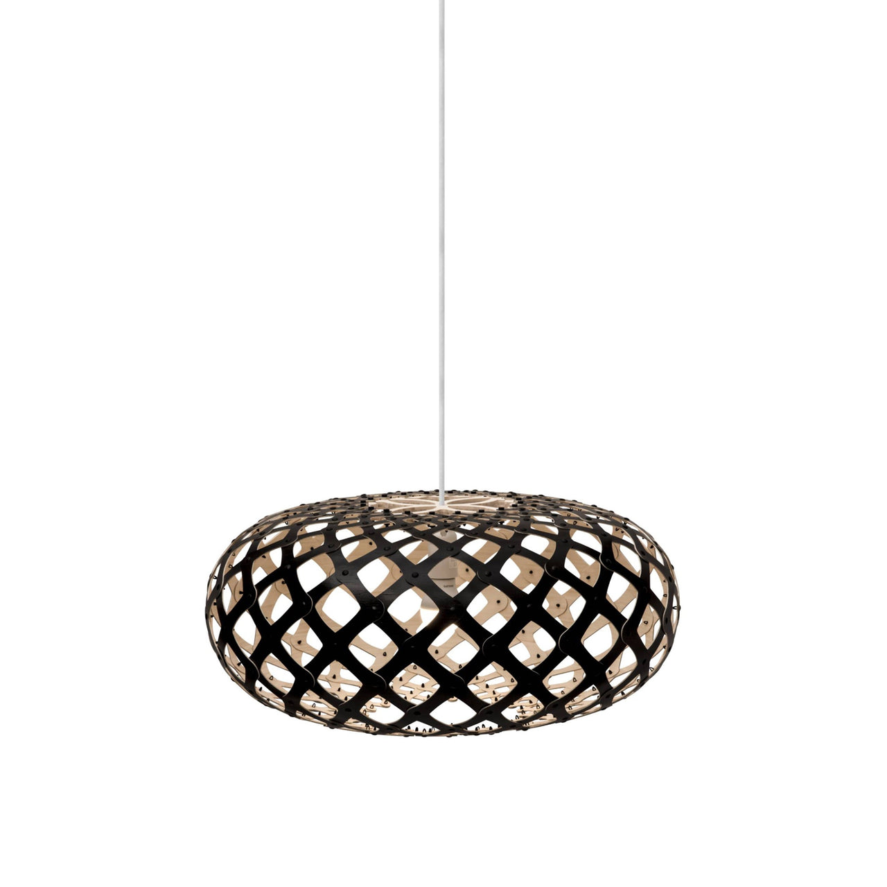 Kina Pendant Light: Extra Small + Black + Bamboo + White