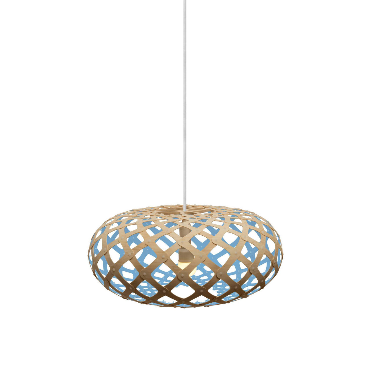 Kina Pendant Light: Extra Small + Bamboo + Blue + White