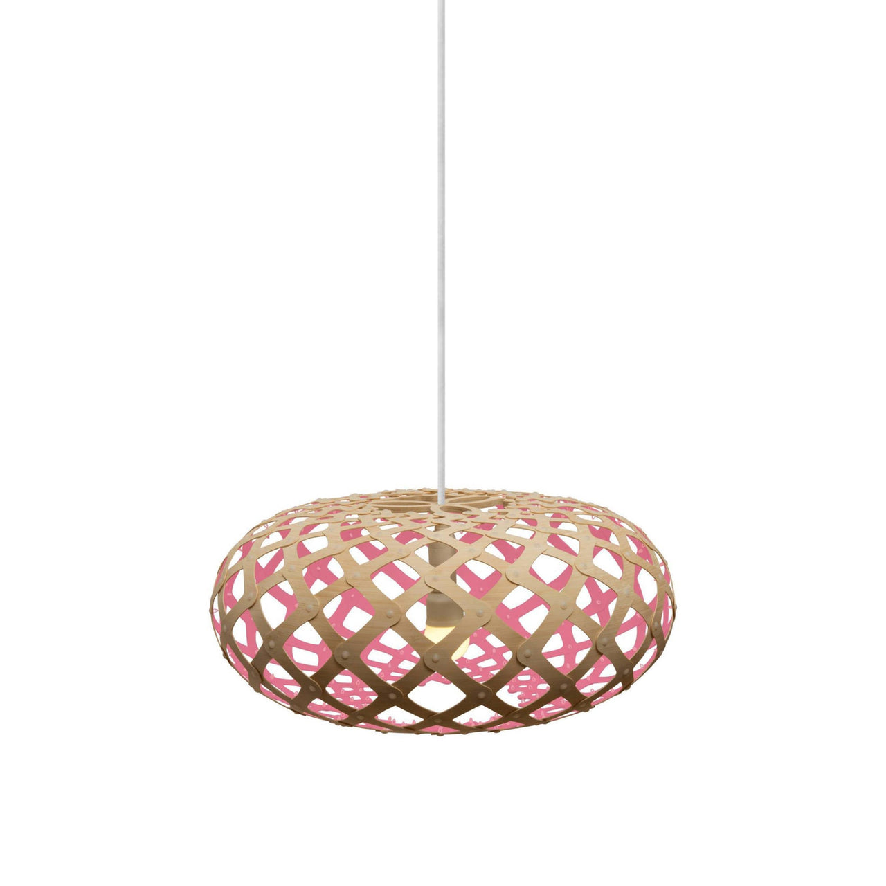 Kina Pendant Light: Extra Small + Bamboo + Pink + White