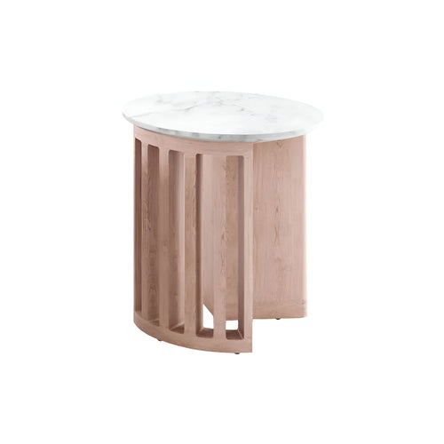 William Gray Eclipse Side Table: Natural Oak + Camellia White