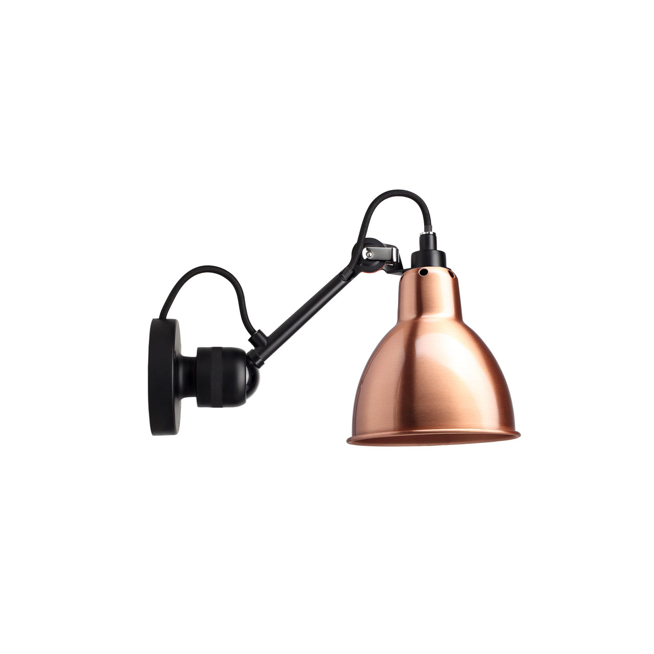 Lampe Gras N°304Wall Lamp: Black + Copper + Round