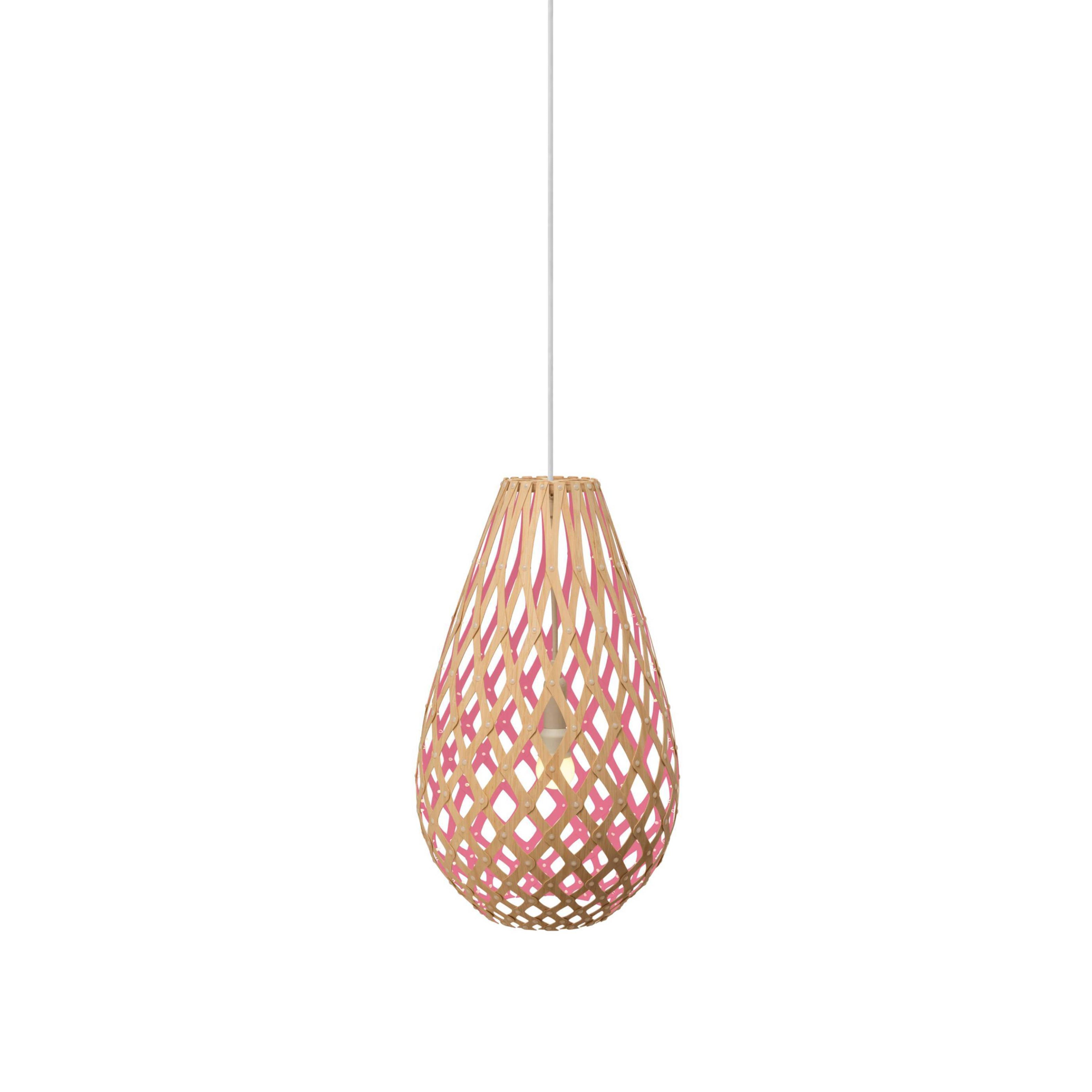 Kōura Pendant Light: Extra Small + Bamboo + Pink + White
