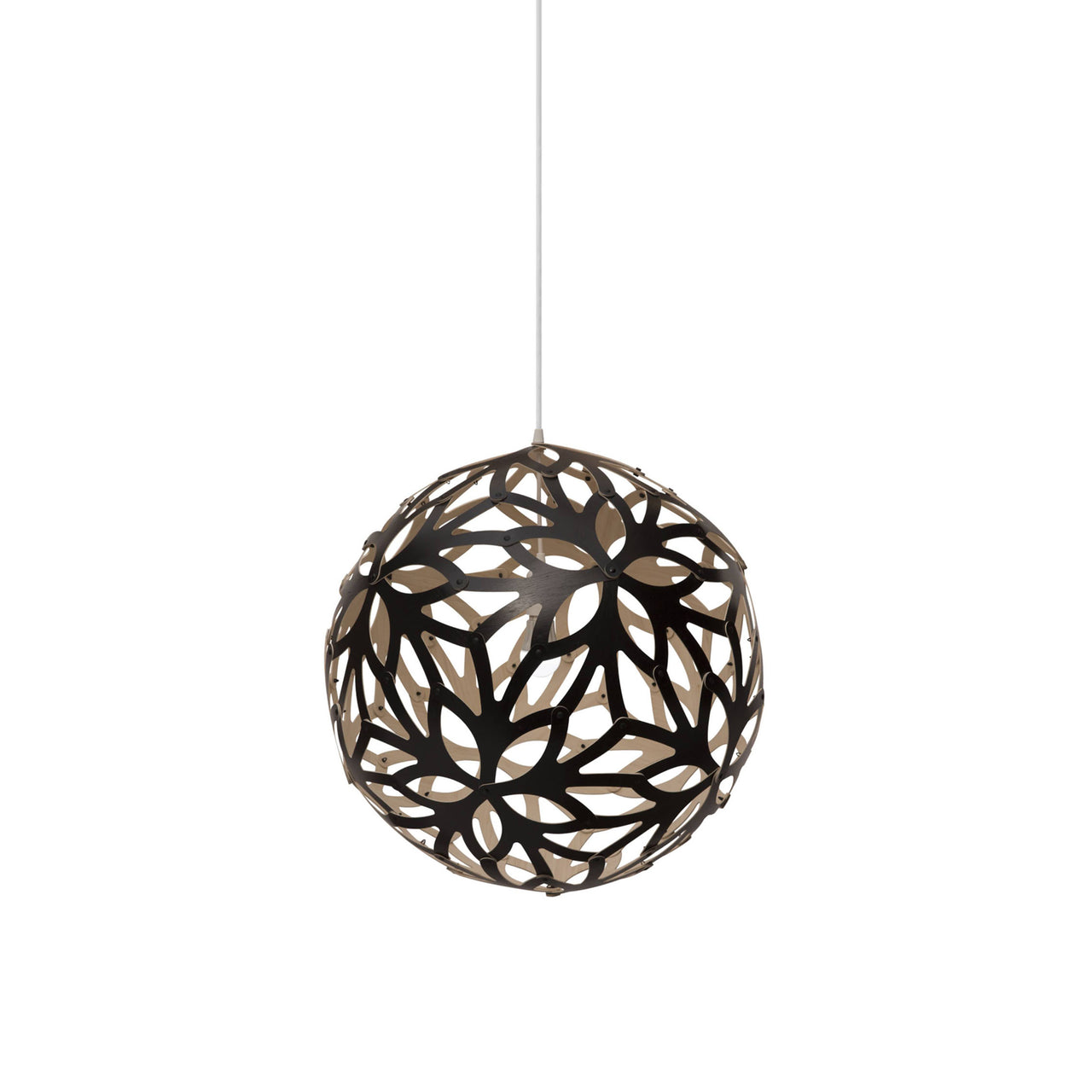 Floral Pendant Light: Small + Black + Bamboo + White