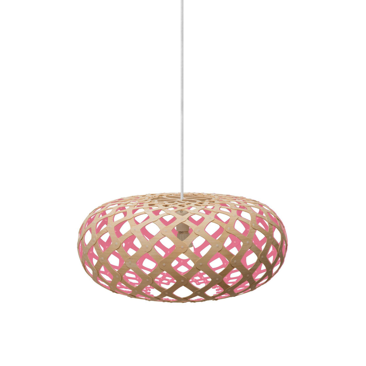 Kina Pendant Light: Small + Bamboo + Pink + White