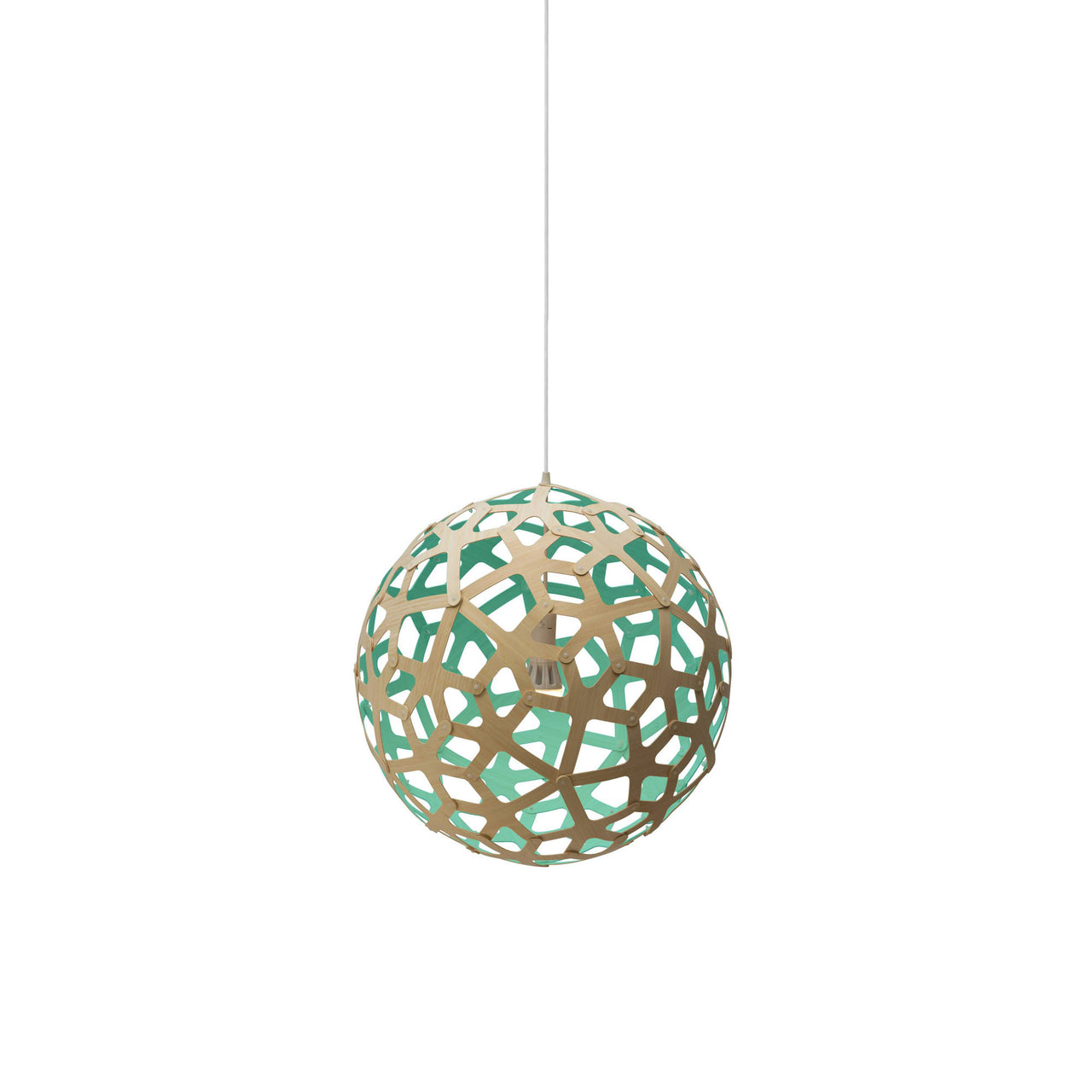 Coral Pendant Light: Small + Bamboo + Aqua + White