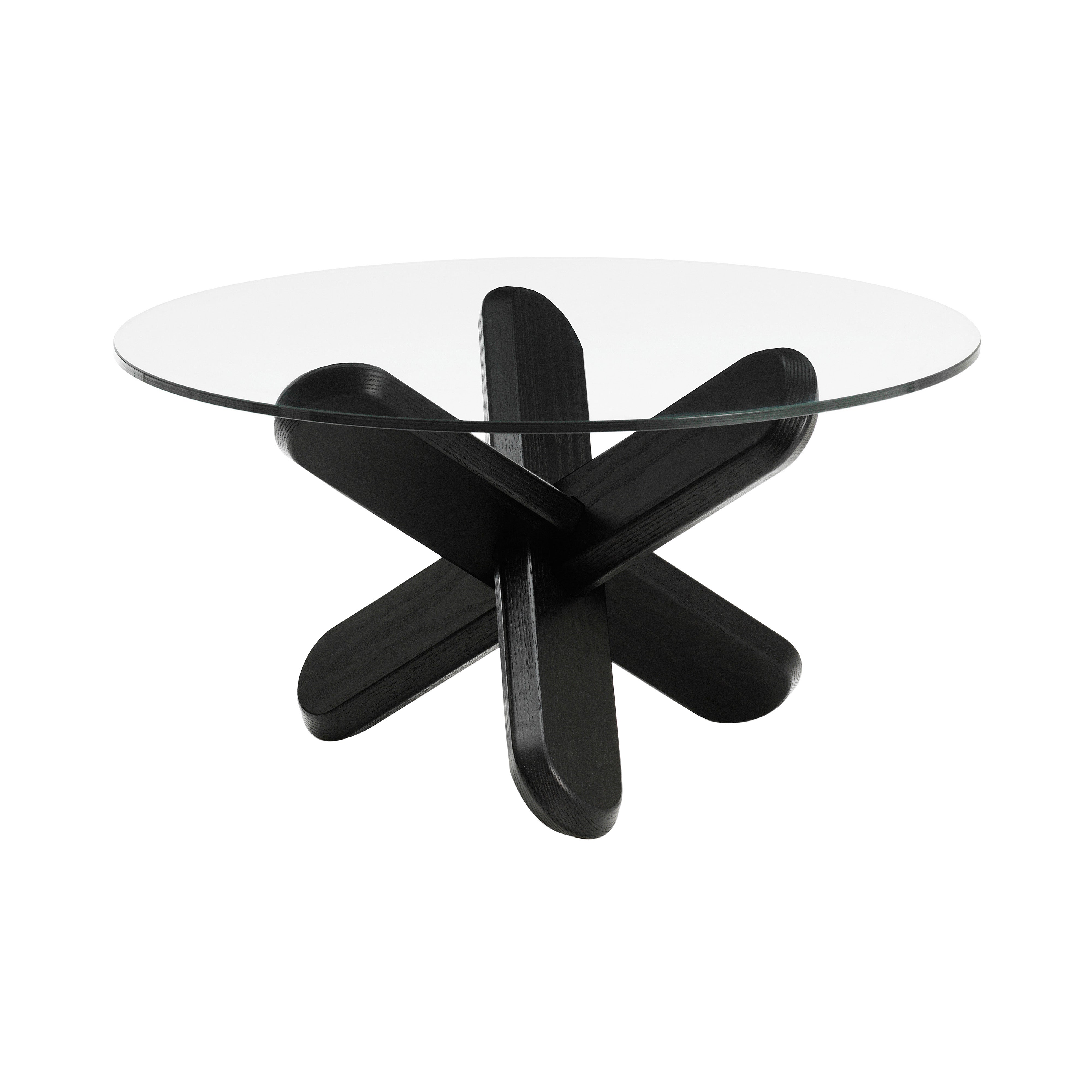 Ding Table: Clear Glass + Black