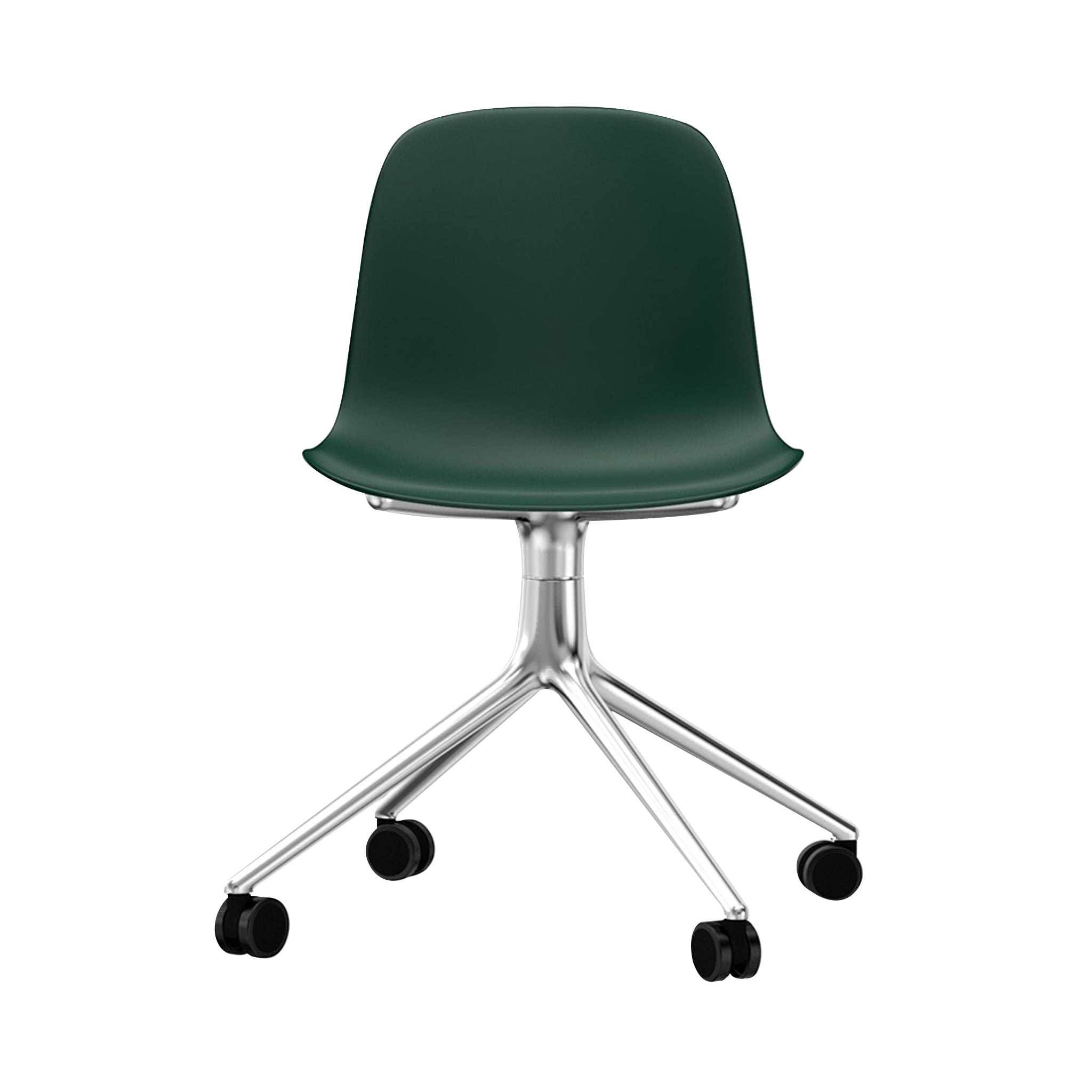Form Chair: Swivel + Green + Aluminum + With Casters