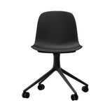 Form Chair: Swivel + Black + Black Aluminum + With Casters