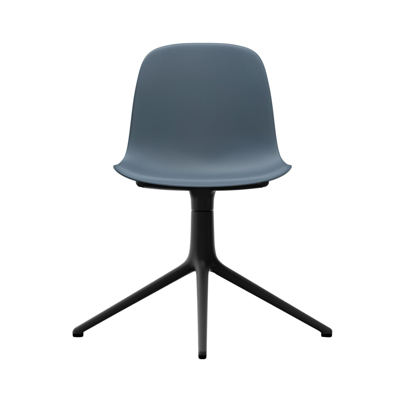 Form Chair: Swivel + Blue + Black Aluminum + Without Casters