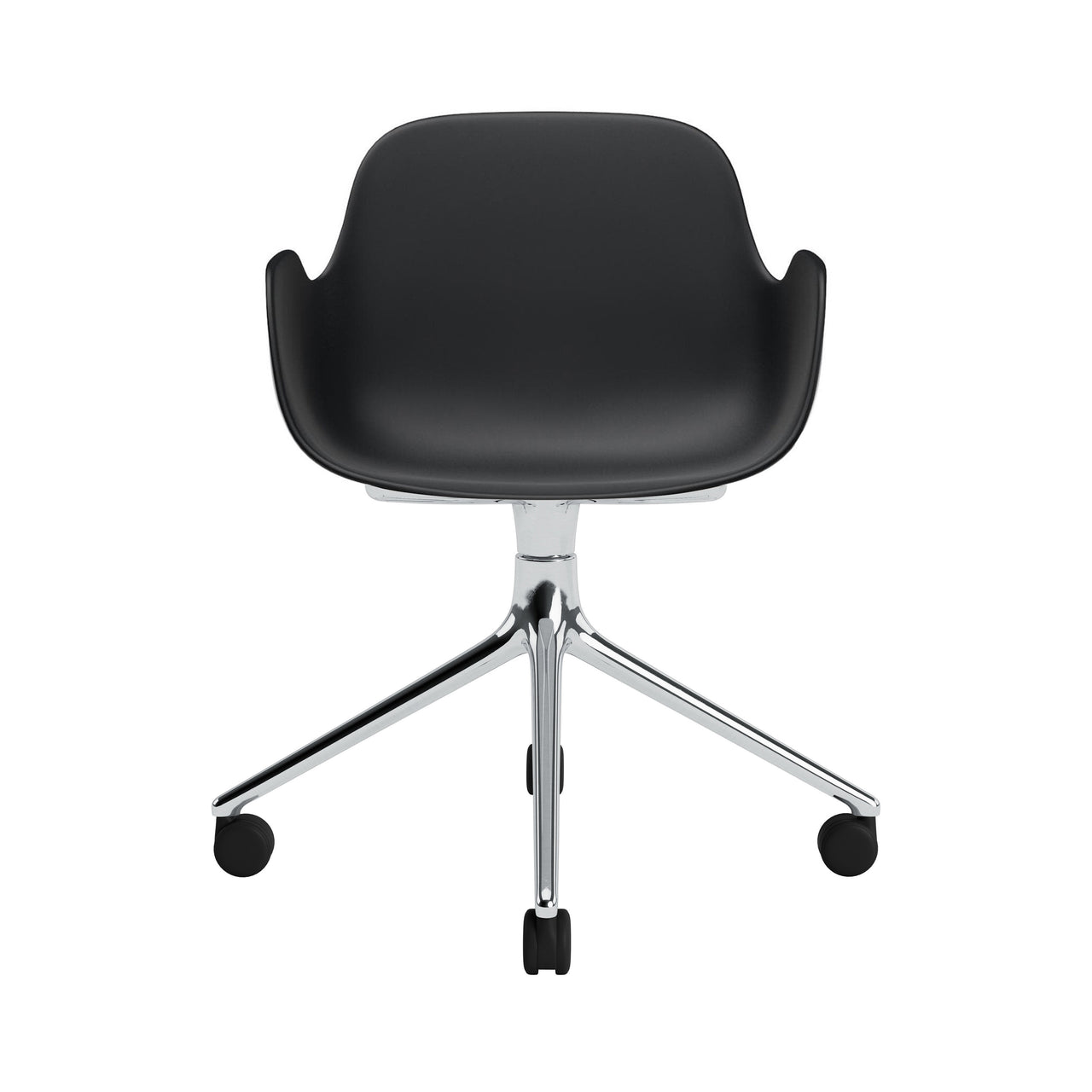 Form Armchair: Swivel + Black + Aluminum + With Casters