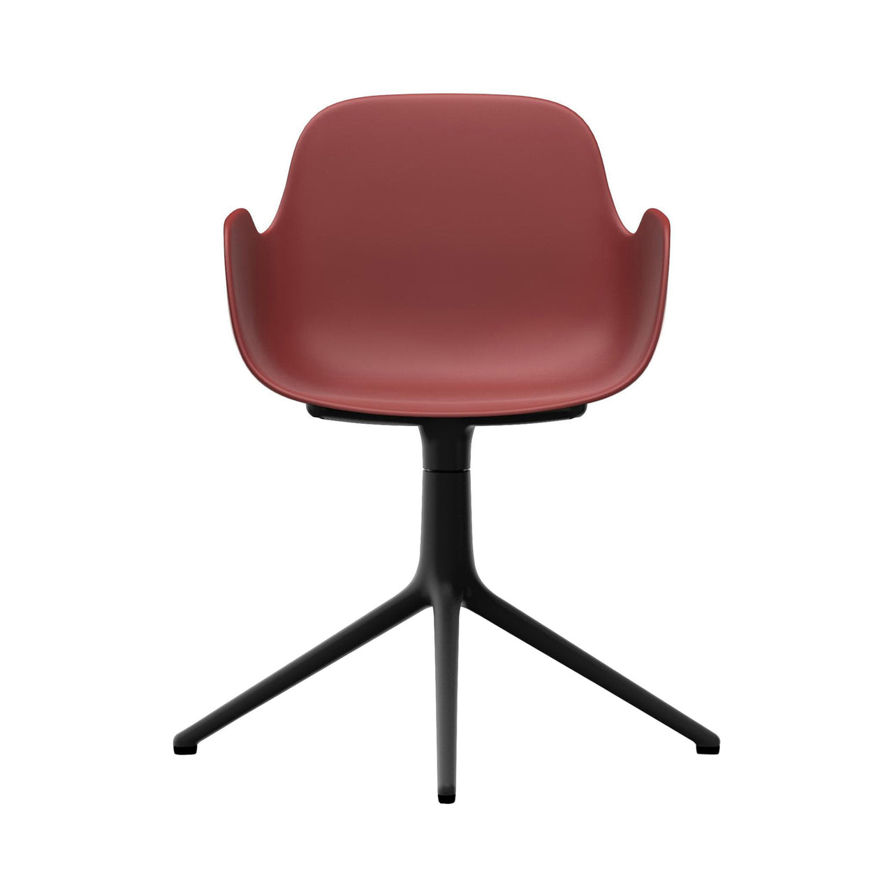Form Armchair: Swivel + Red + Black Aluminum + Without Casters