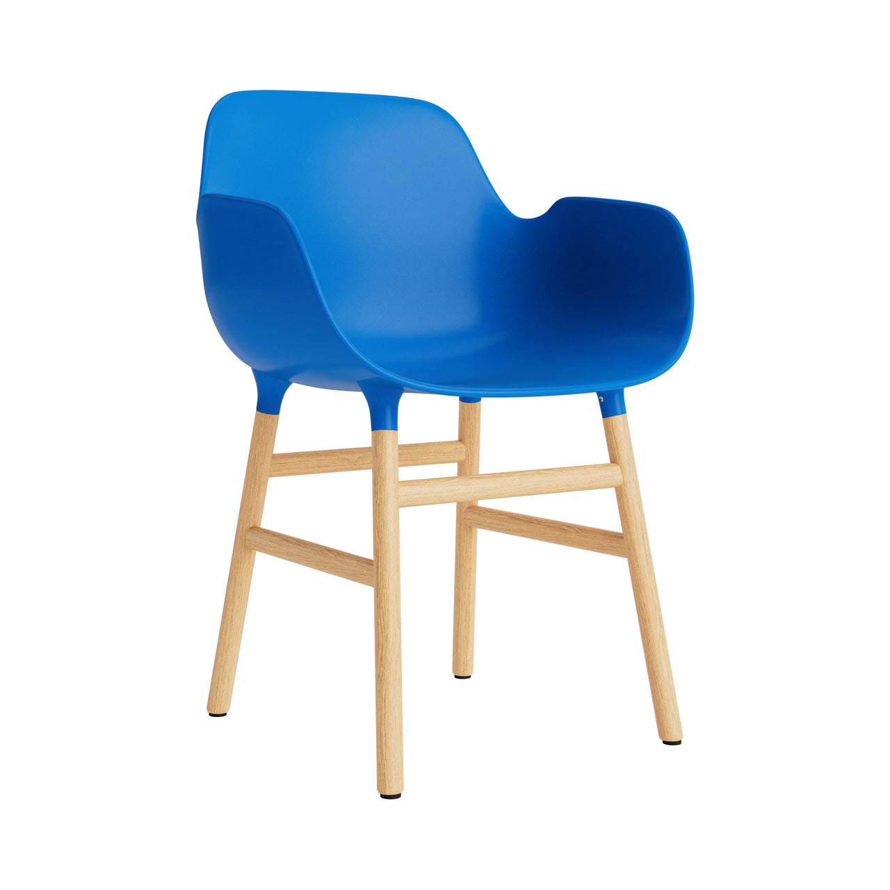 Form Armchair: Walnut or Oak Legs + Bright Blue + Oak