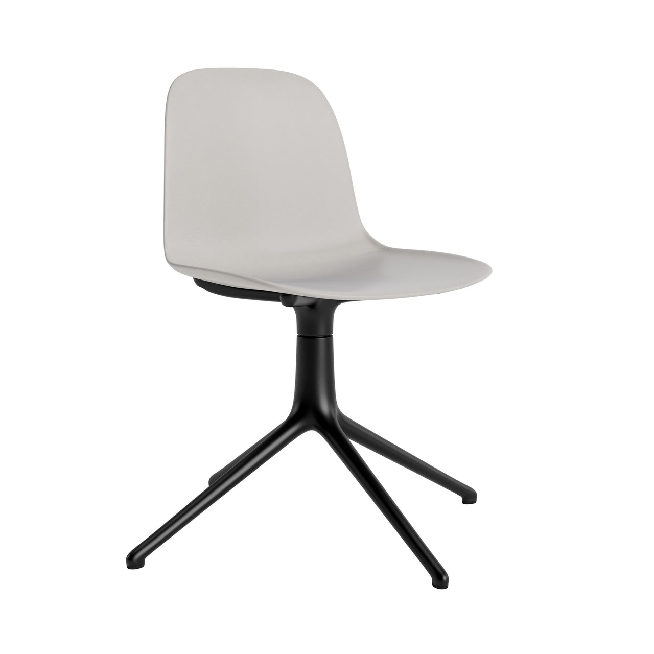 Form Chair: Swivel + Warm Grey + Black Aluminum + Without Casters