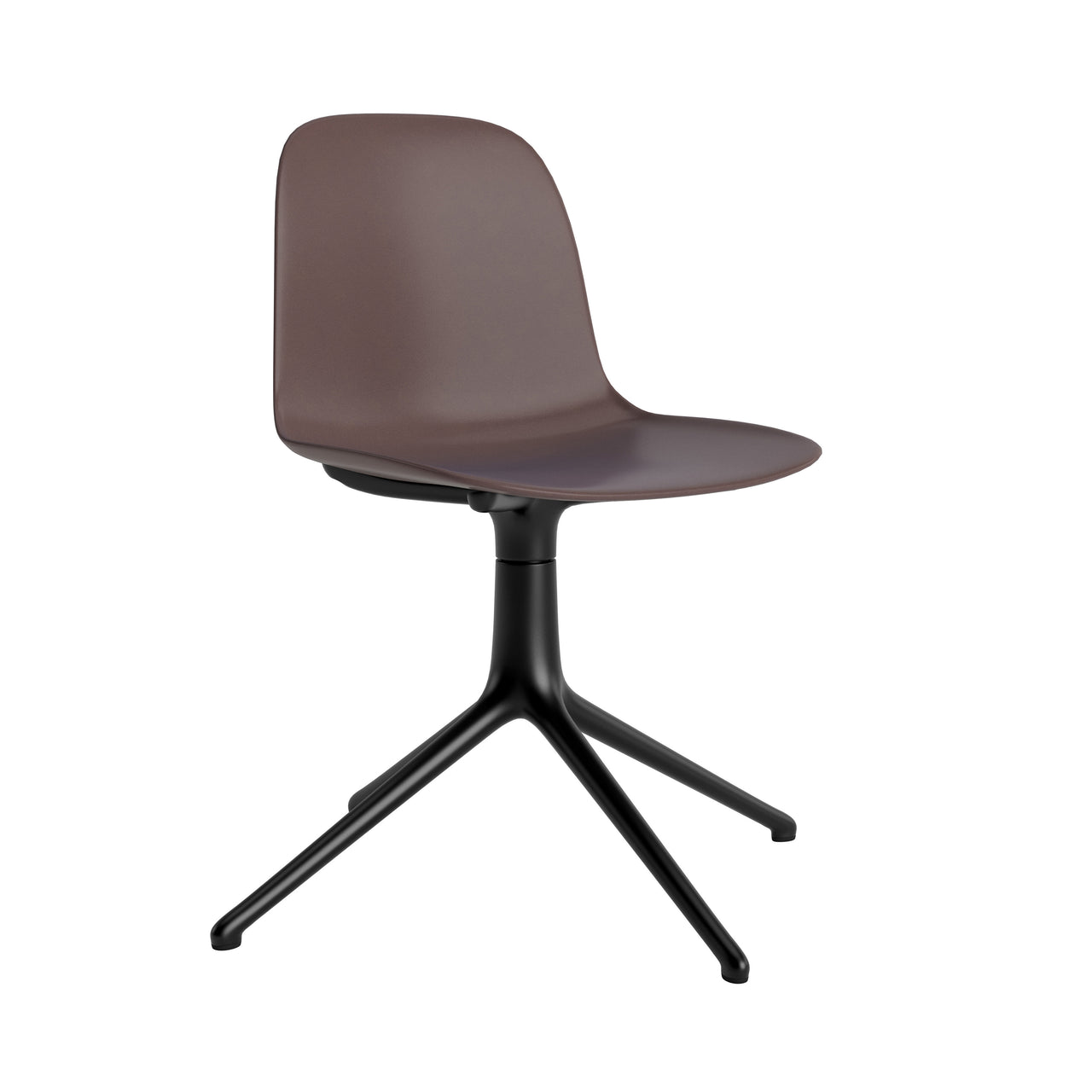 Form Chair: Swivel + Brown + Black Aluminum + Without Casters