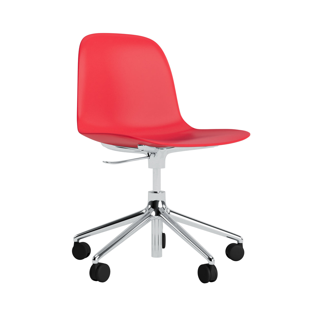 Form Chair: Swivel 5W Gaslift + Aluminum + Bright Red