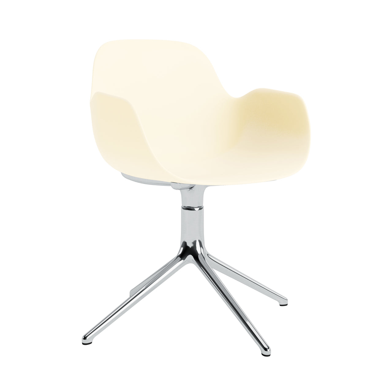 Form Armchair: Swivel + Cream + Aluminum + Without Casters