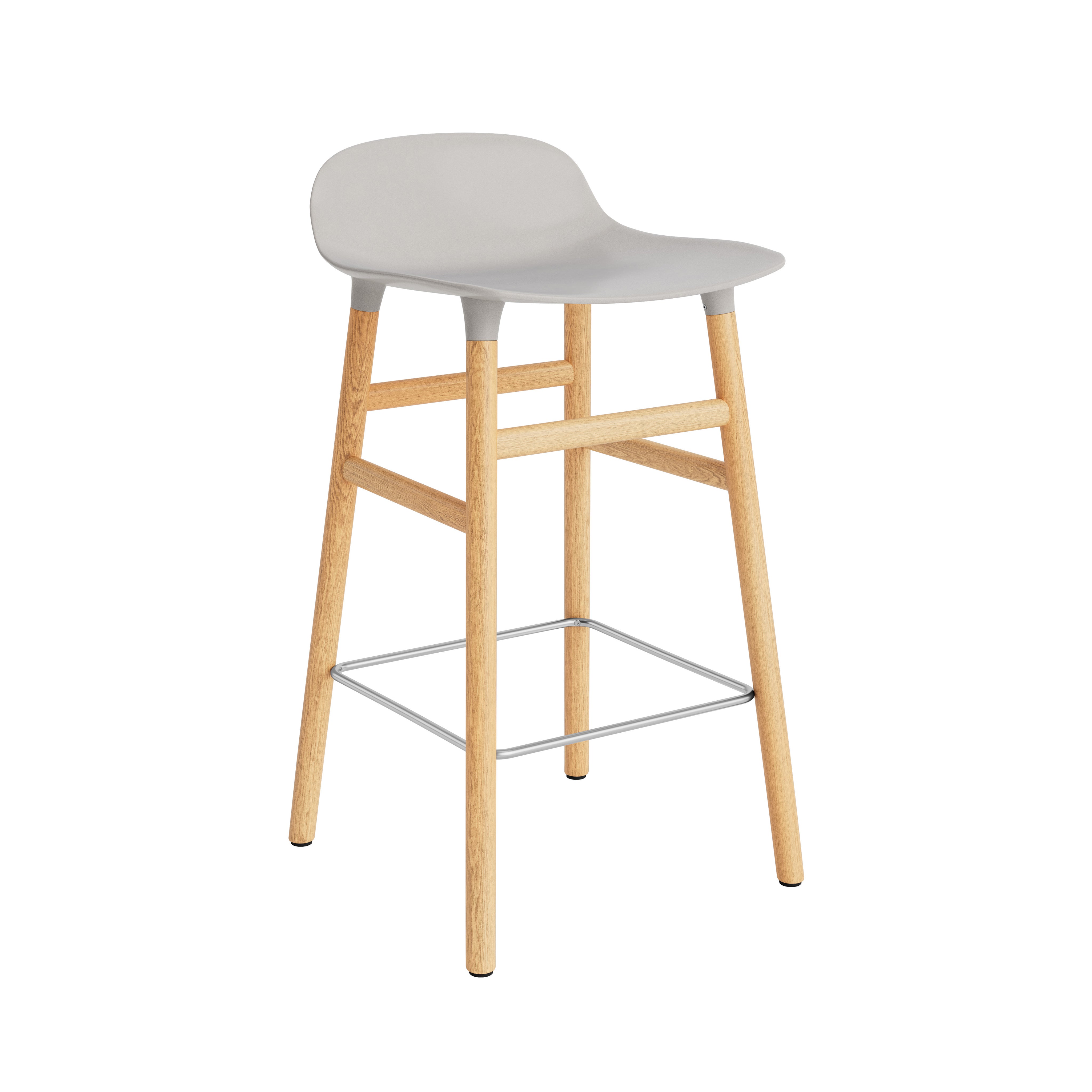Form Bar + Counter Stool: Oak Legs + Bar + Warm Grey
