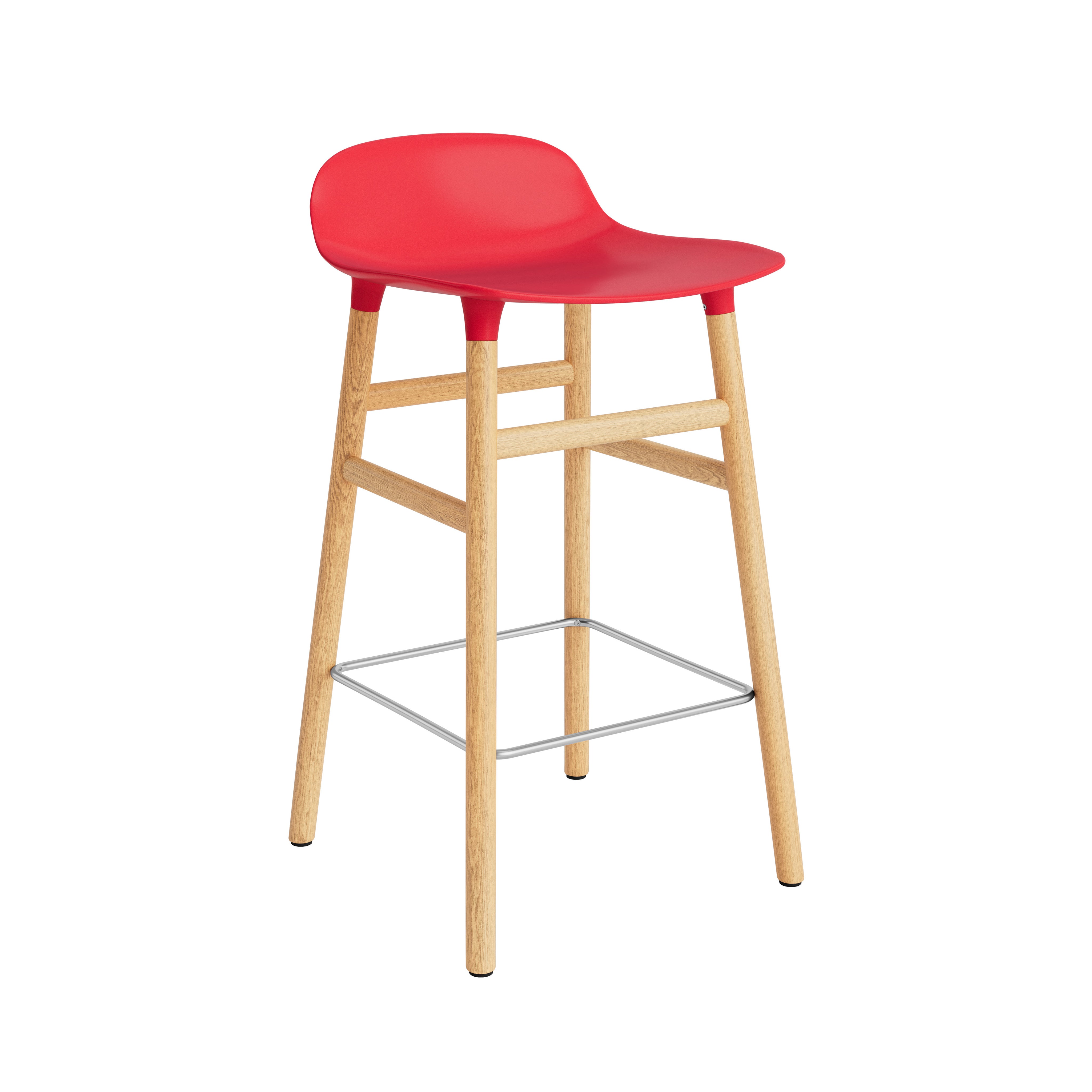 Form Bar + Counter Stool: Oak Legs + Counter + Bright Red
